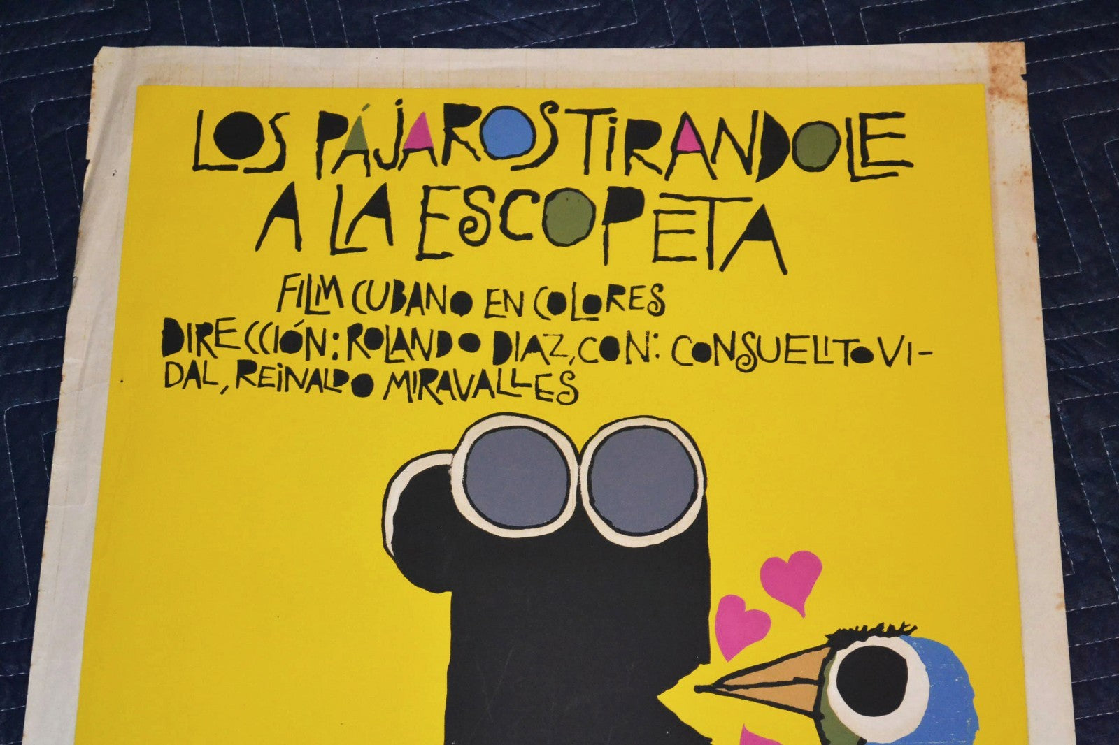 1984 Original Cuban Silkscreen Movie Poster.Birds shooting to the gun.Funny art