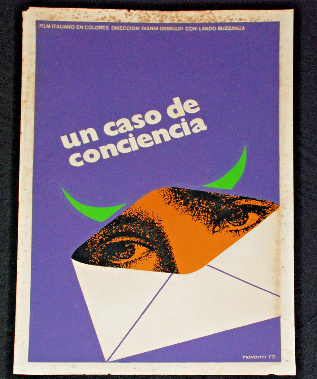 1972 Original Cuban Movie Poster"Conscience"Italian Gianni Grimaldi  art film
