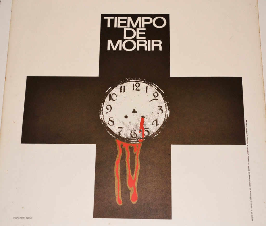 1988 Original Cuban Silkscreen Movie Poster"Time to Die.Bleeding clock on cross.