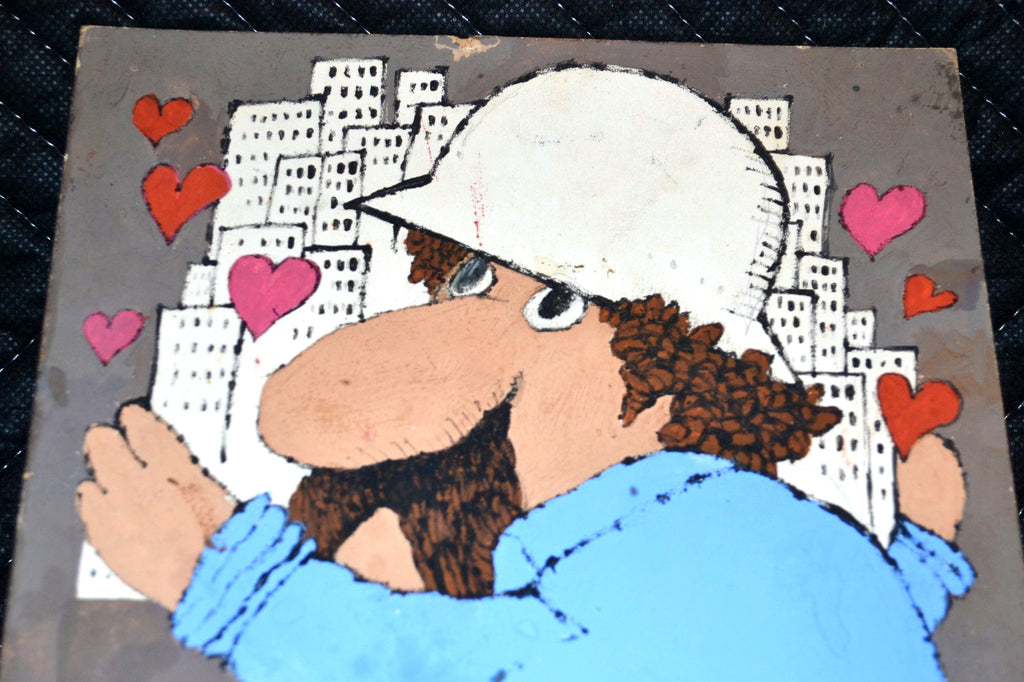 1981 Original Cuban Movie Poster MOCKUP"Worker loves the city"Painting.Film art