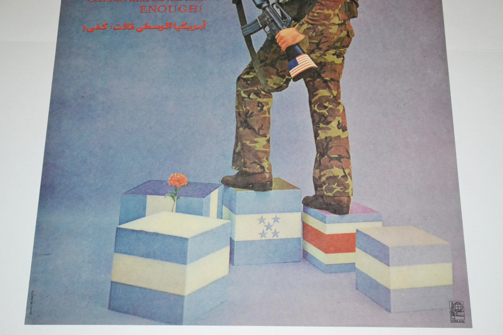 1989 Original Cuba Political Poster.Cold War Graphic art.Central America.Basta!