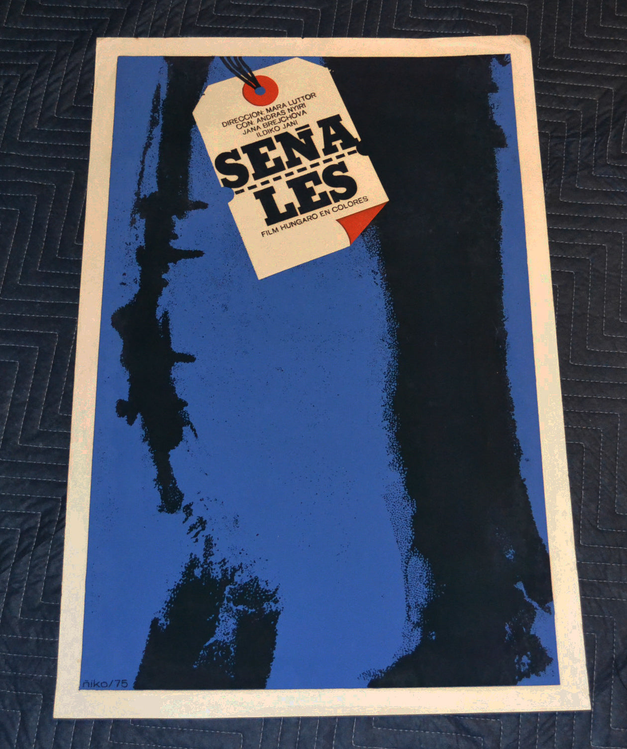 1975 Original Cuban Silkscreen Movie Poster.Señales.Signals.Hungarian art film
