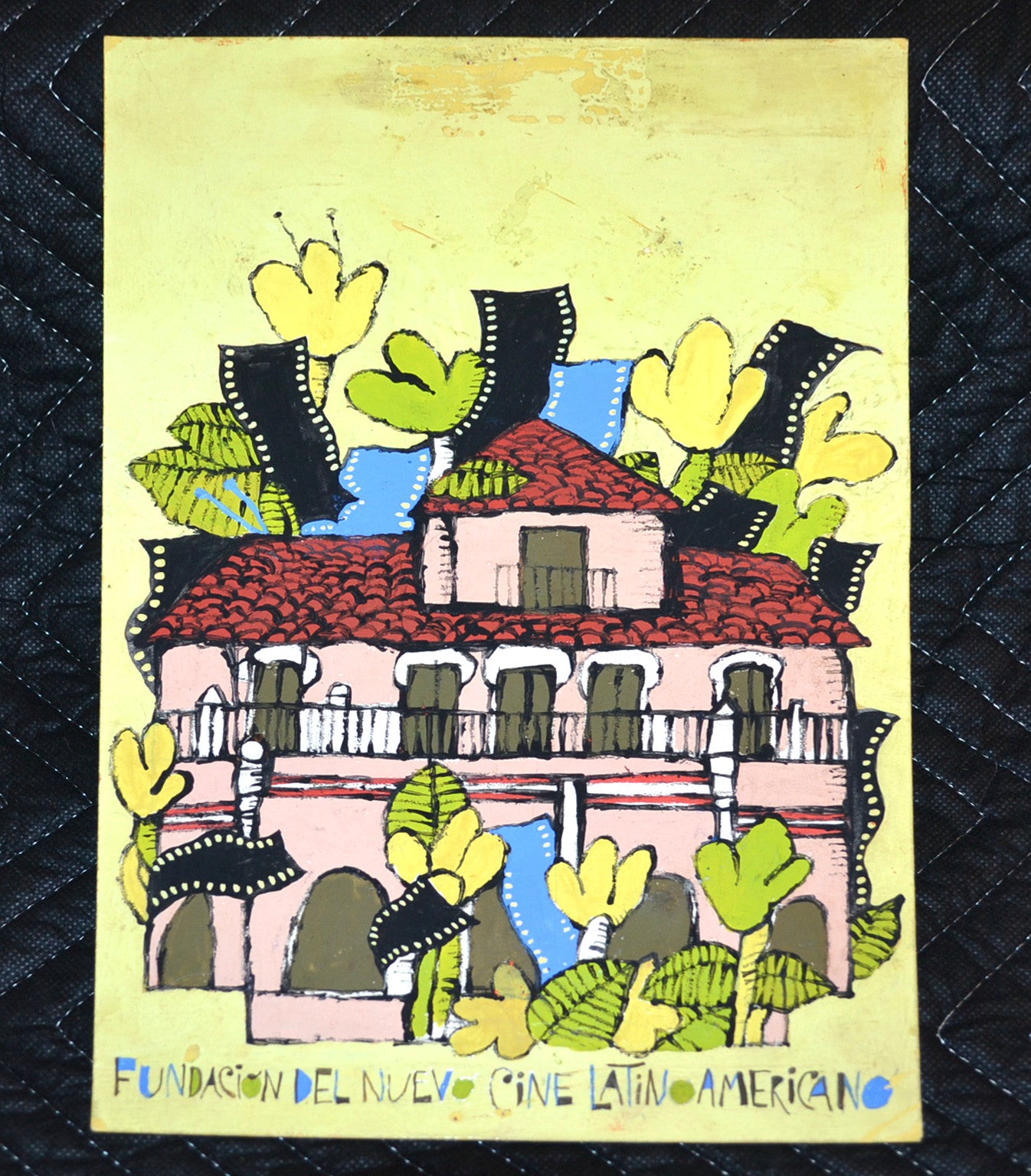 1981 Original Poster MOCKUP Fundation Home Latin America House.Fine art painting
