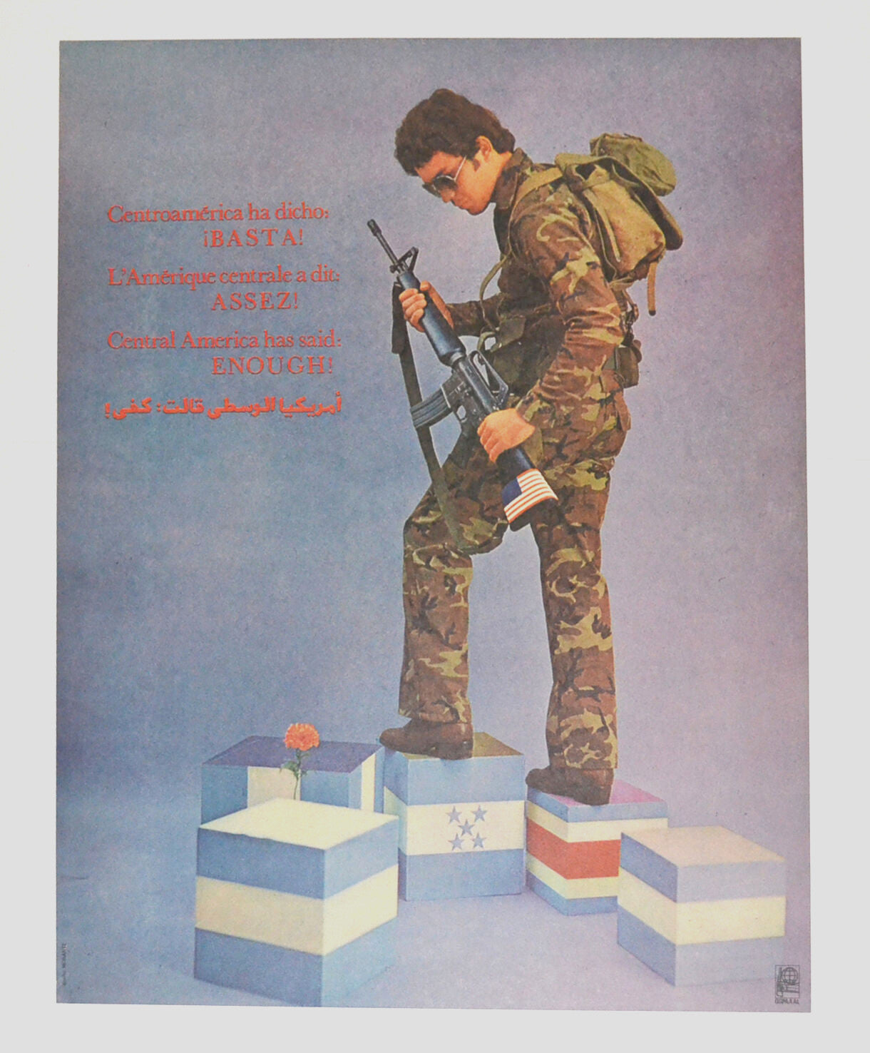 1989 Original Cuba Political Poster.Cold War Graphic art.Central America.Basta!