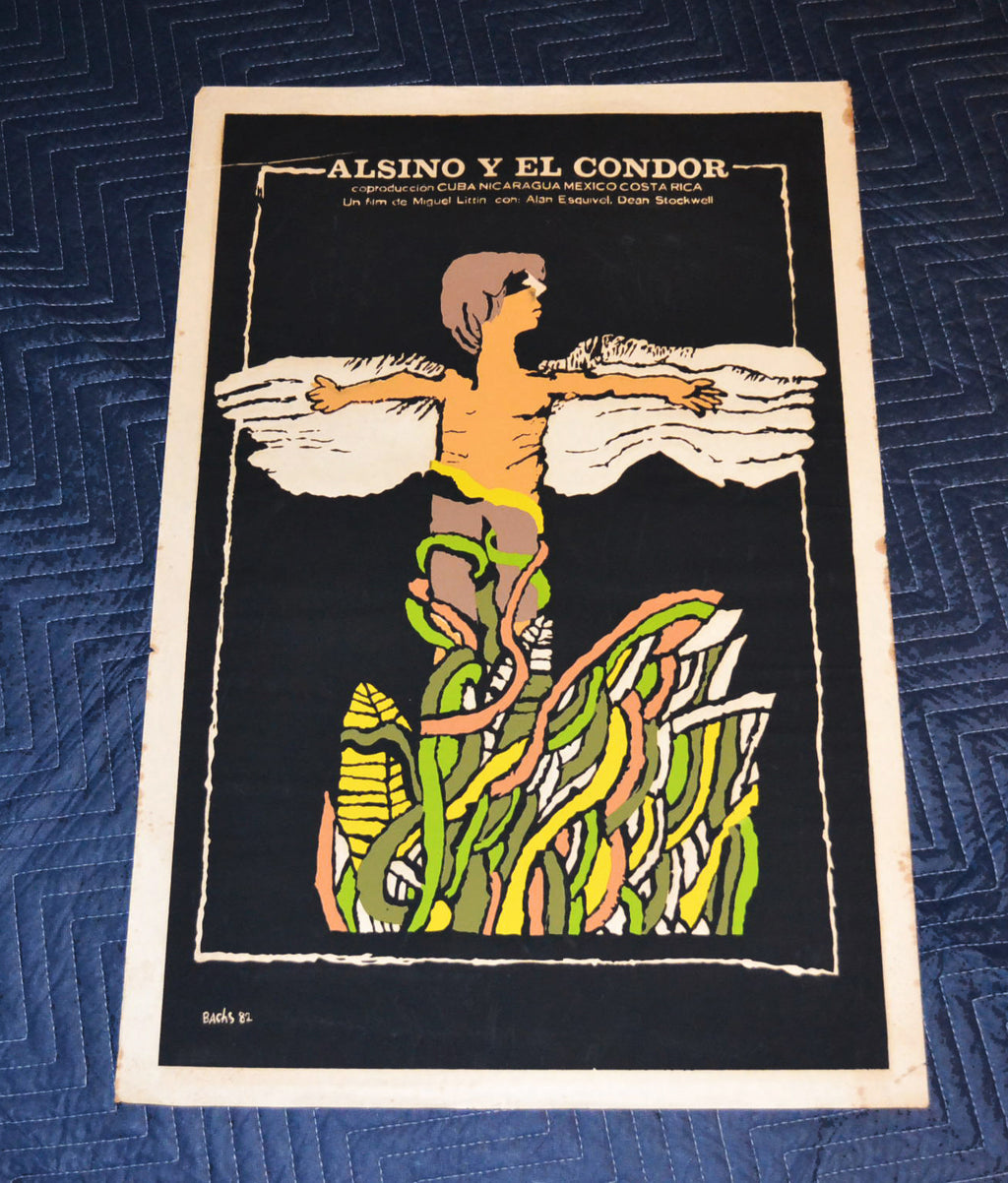 1982 Original Cuban Silkscreen Movie Poster.Alsino y el Condor.Angel Boy bird.