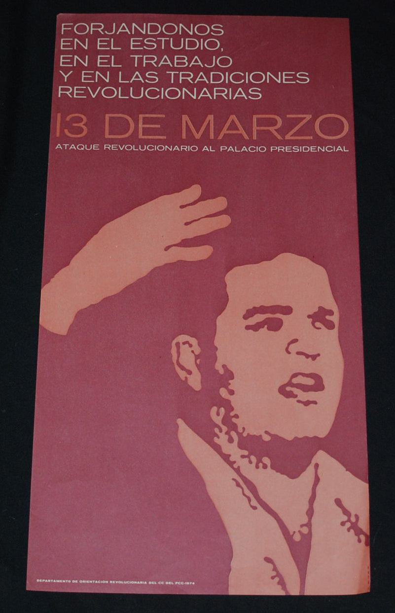 1974 Cuban Original Poster.Presidential Palace Attack Anniversary.Rare Cuba art.