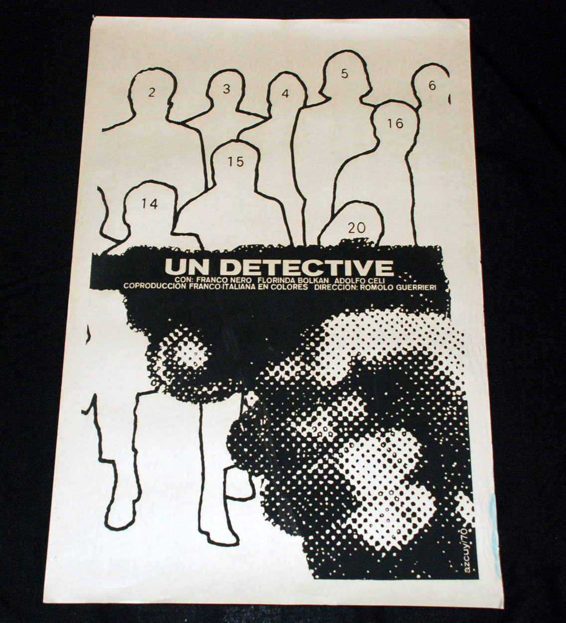 1970 Original Cuban Movie Poster"The Detective"Italian Romolo Guerrieri art film