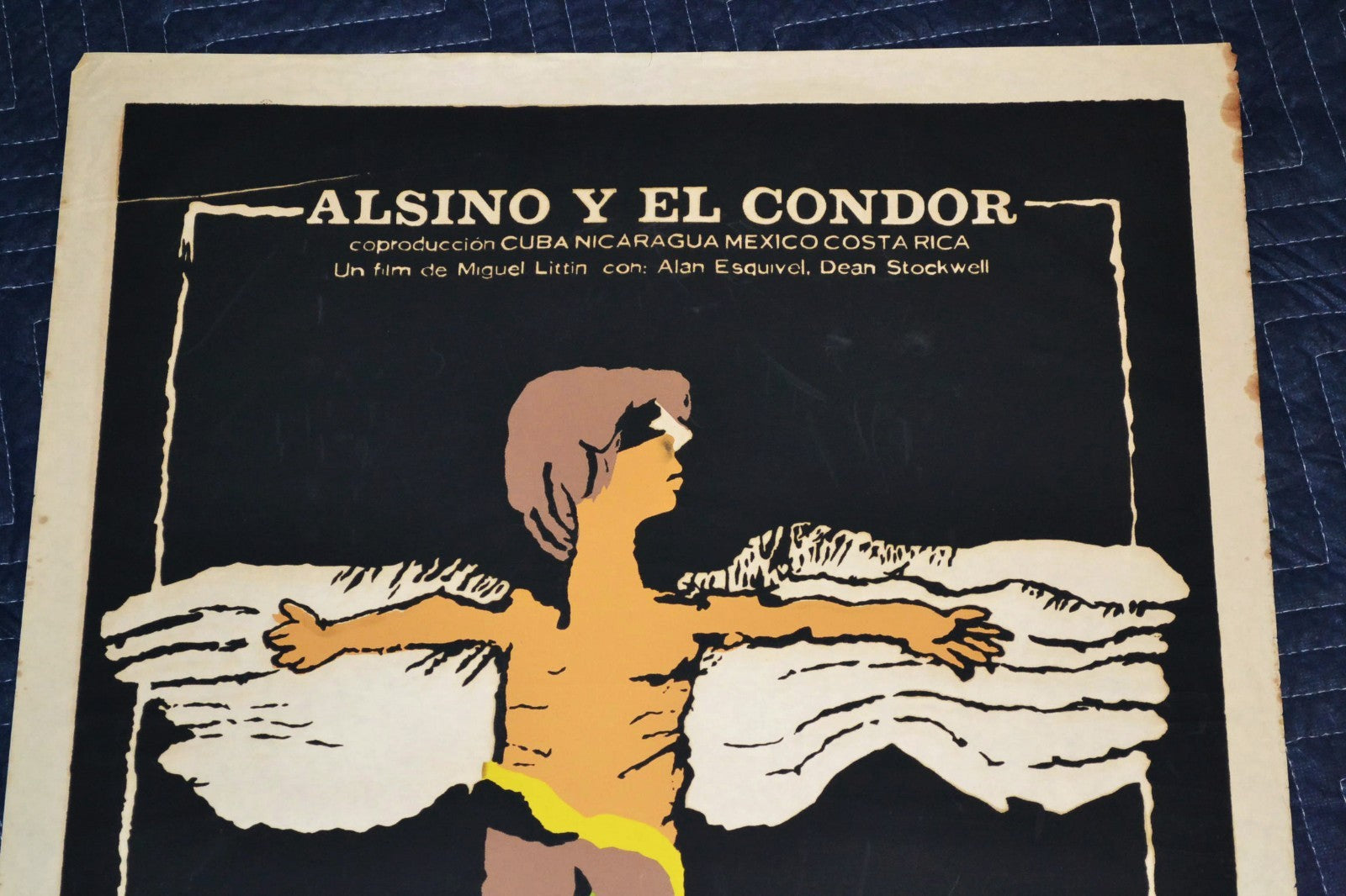 1982 Original Cuban Silkscreen Movie Poster.Alsino y el Condor.Angel Boy bird.