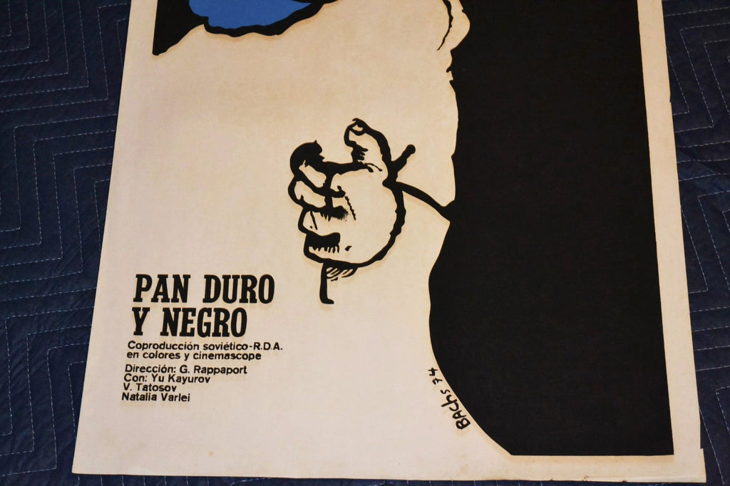 1974 Original Cuban Silkscreen Movie Poster.Hard back bread.Russian soviet art
