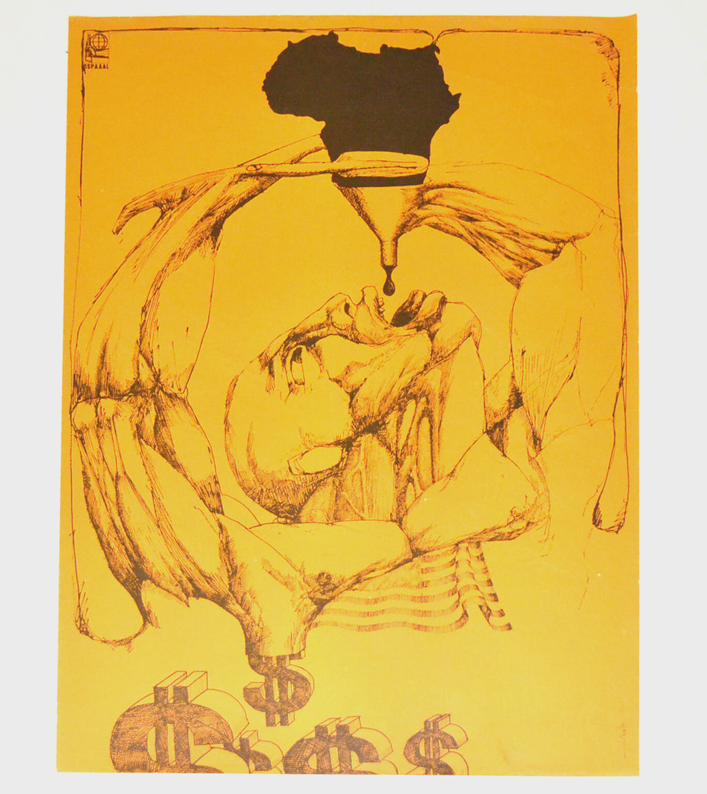 1972 Cuban Original Political Poster.Anti Apartheid history.AFRICA.African art