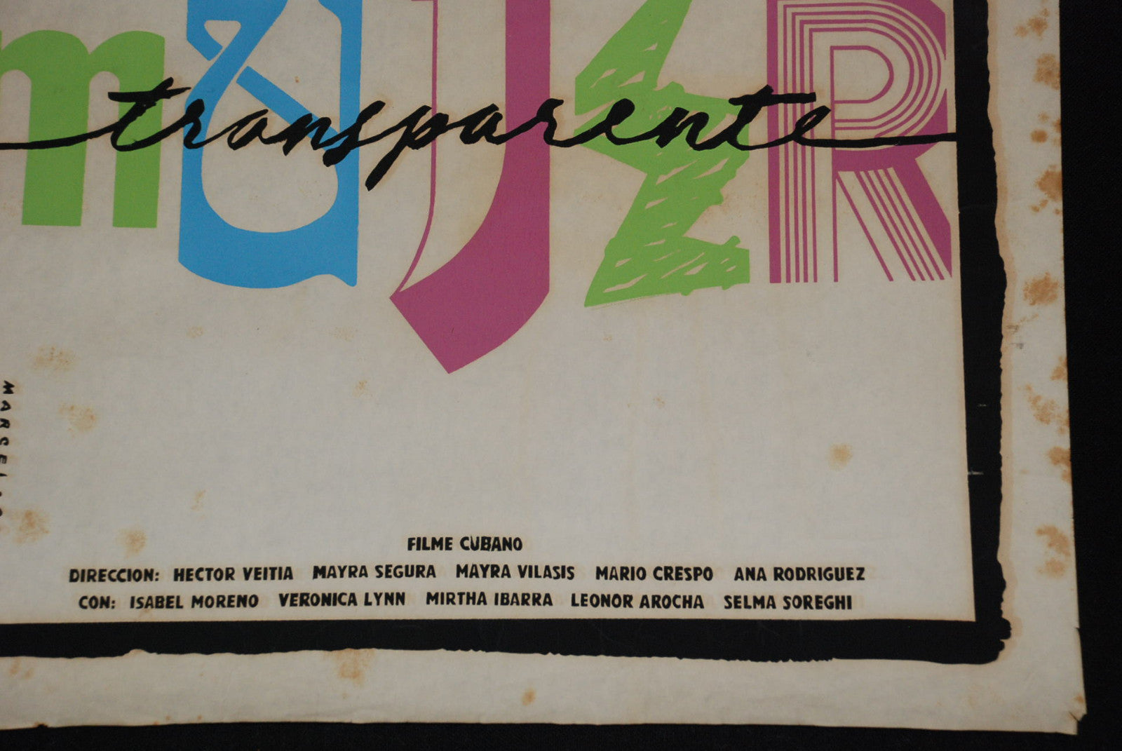 1990 Original Cuban Silkscreen Movie Poster"Transparent Woman"Plakat.Afiche art