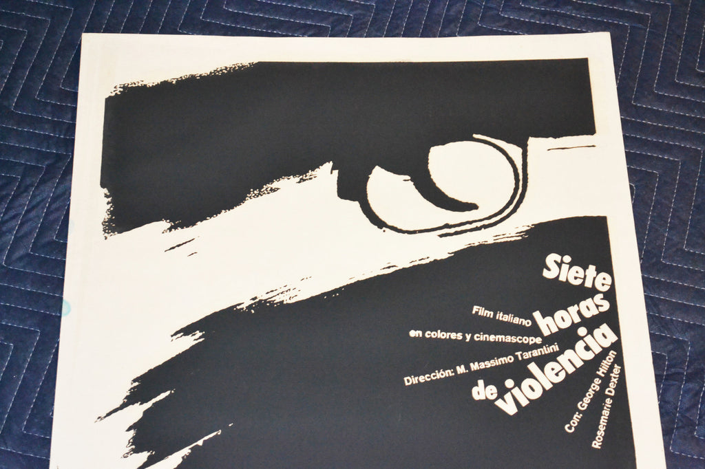 1976 Original Cuban Silkscreen Movie Poster.7 violent hours.Italian Tarantini