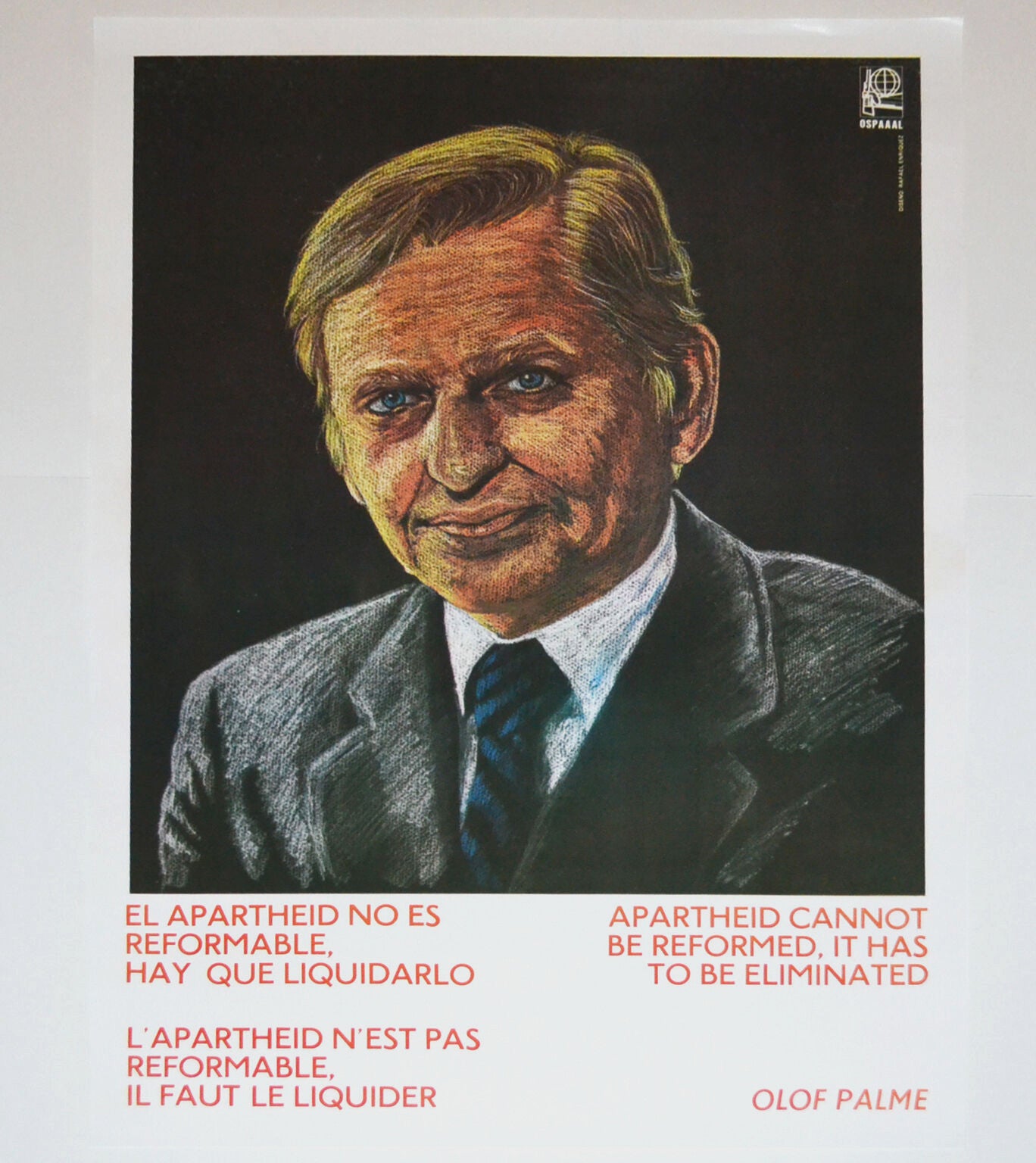1986 Original Cuba Political Poster.South Africa.Anti-Apartheid.Olof Palmer
