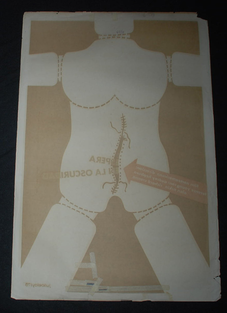 1975 Original Cuban Movie Poster"WAIT TIL DARK"American film.Alan Arkin.Hepburn.