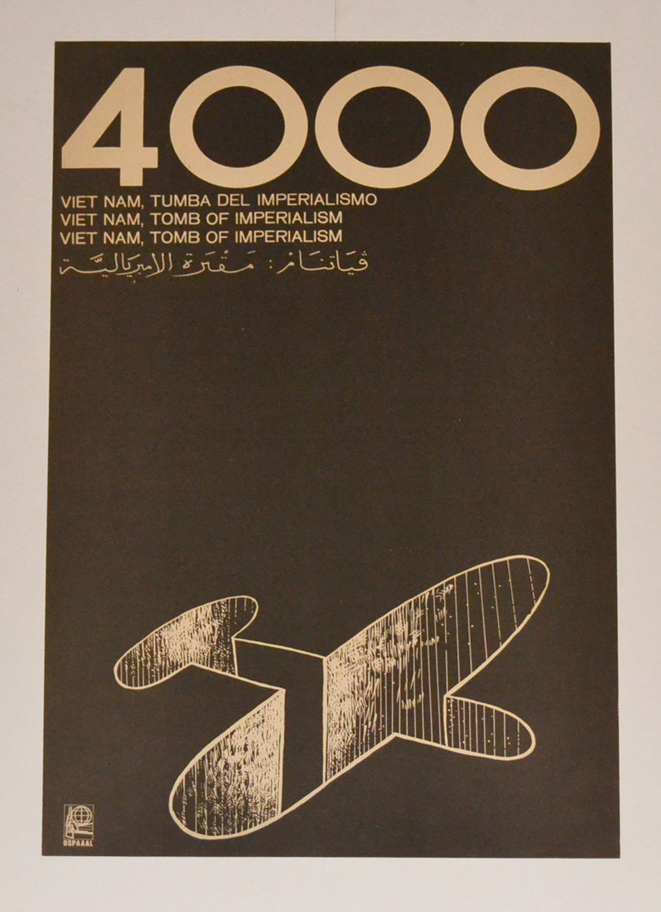1972 Original Cuban Poster.Cold War art Collection.Vietnam 4000 Planes Down