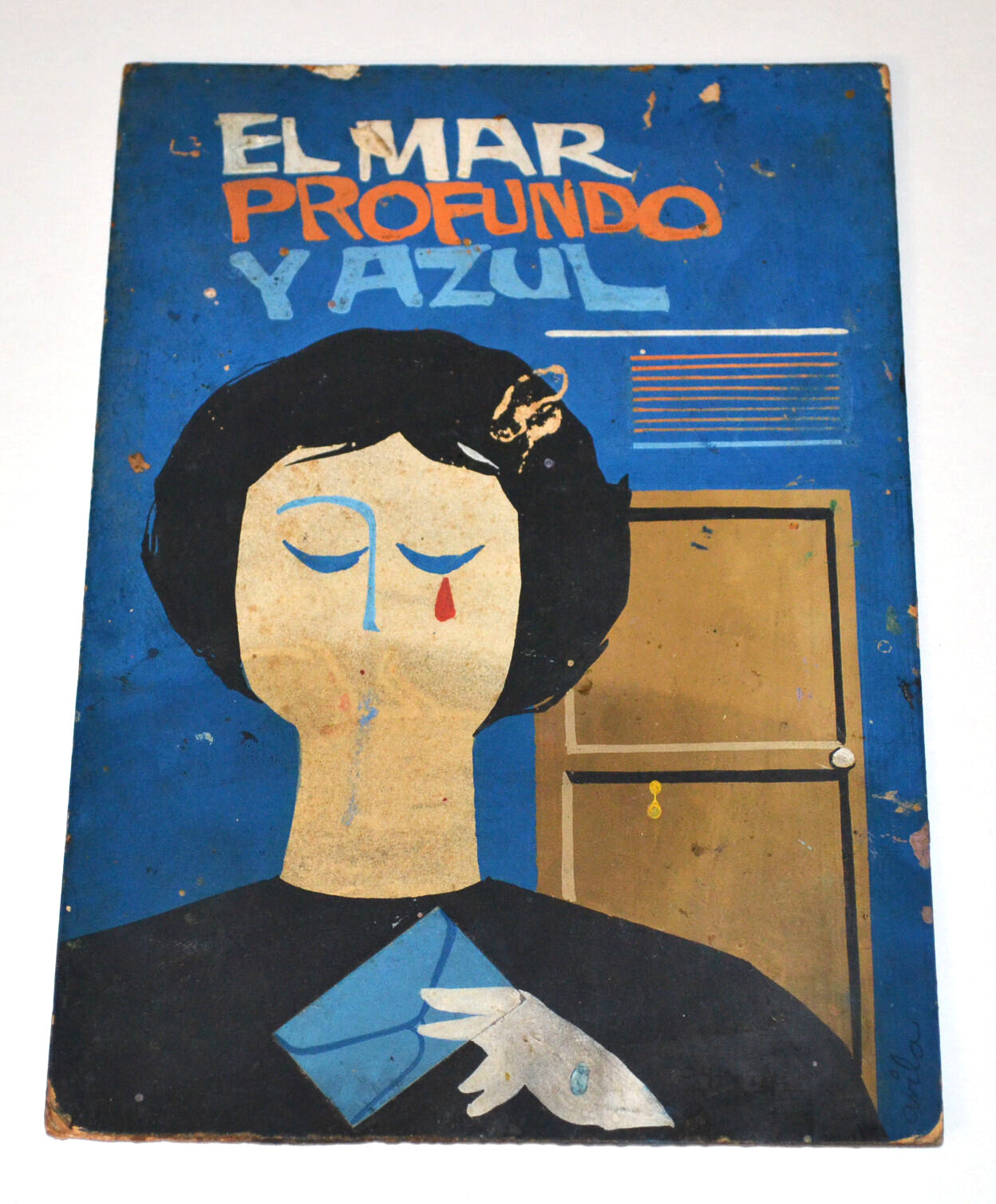 1968 Original Cuban Movie Painting MOCKUP.Mar profundo.Unique Art Piece!Boceto