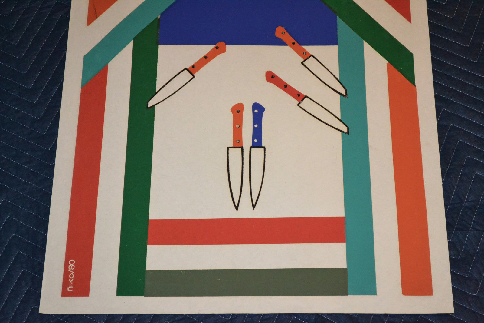 1980 Original Cuban Silkscreen Movie Poster.Hungarian Rhapsody.House knives.art