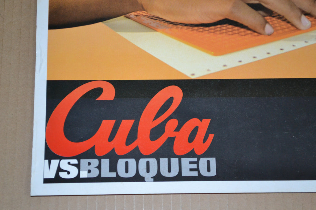 Cuban Original Socialist Poster.Blind Braille Anti embargo.Cuba Vs Blockade art