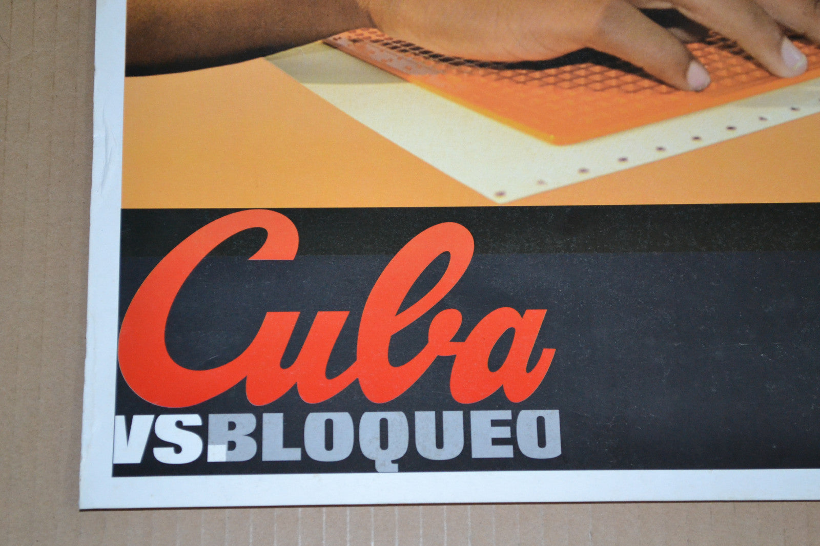 Cuban Original Socialist Poster.Blind Braille Anti embargo.Cuba Vs Blockade art